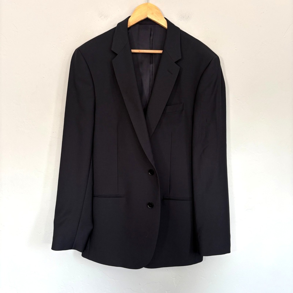The Black Tux Tollegno 1900 Merino Wool Sport Coat Blazer Men Sz 44 Long Black
